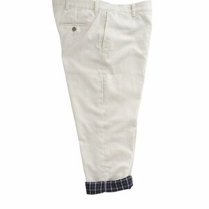 L.L.Bean Natural Fit Chino Pants 42x32 Tan Cotton Plaid Flannel Lined